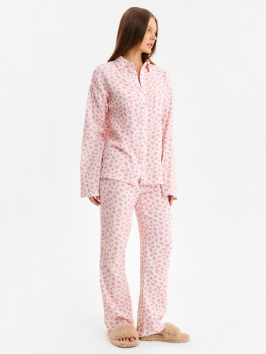Комплект домашний женский (рубашка, брюки) KAFTAN «Муслин: pink leopard» размер 40-42, розовый