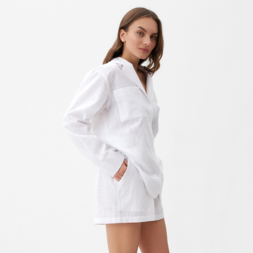 Пижама женская (рубашка и шорты) KAFTAN Linen, р.40-42, белый