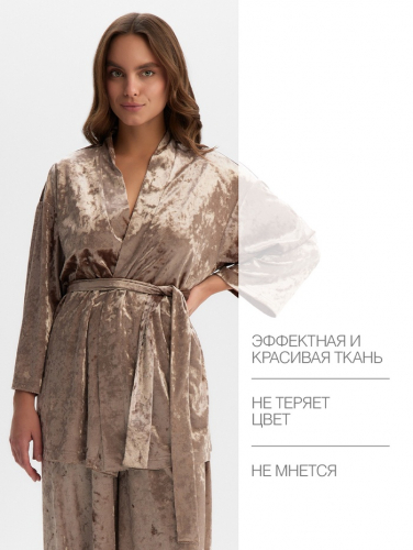 Костюм женский (жакет и брюки) KAFTAN Velvet, размер 48-50, кофейный