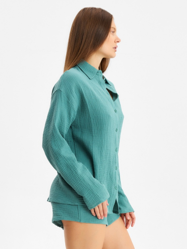 Комплект домашний женский (рубашка, шорты) KAFTAN Basic размер 40-42, зеленый