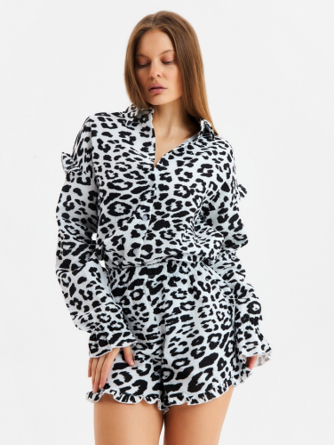 Комплект домашний женский (рубашка, шорты) KAFTAN «Муслин: leopard» размер 52-54