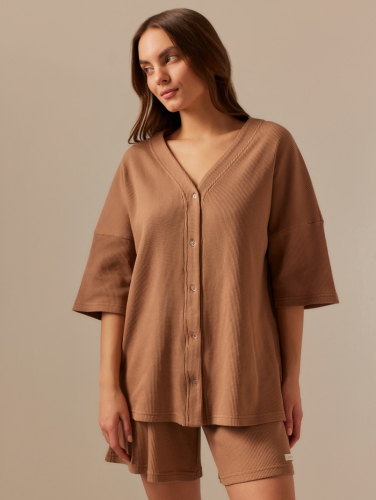 Костюм домашний женский (рубашка и шорты) SL HOME р. XL, кофейный