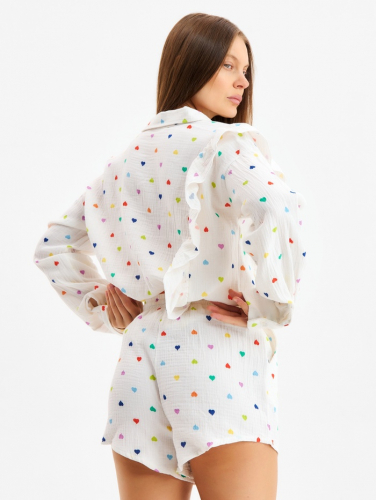 Комплект домашний женский (рубашка, шорты) KAFTAN размер 48-50, белый