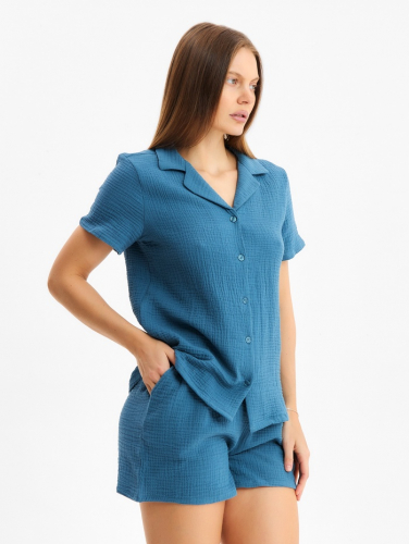 Комплект домашний женский (рубашка, шорты) KAFTAN Basic размер 40-42, синий