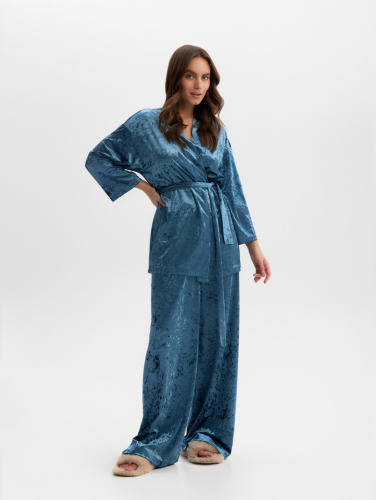 Костюм женский (жакет и брюки) KAFTAN Velvet, размер 48-50, синий
