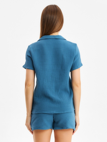 Комплект домашний женский (рубашка, шорты) KAFTAN Basic размер 40-42, синий