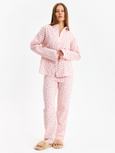Комплект домашний женский (рубашка, брюки) KAFTAN «Муслин: pink leopard» размер 40-42, розовый