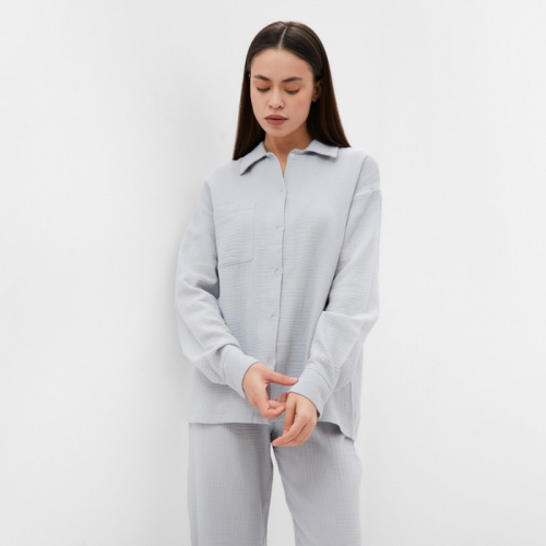 Комплект домашний женский (рубашка, брюки) KAFTAN Basic размер 52-54, серо-голубой
