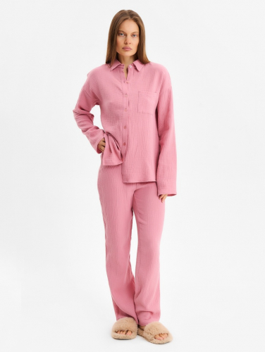 Пижама женская (рубашка и брюки) KAFTAN Basic размер 48-50, пудрово-розовая