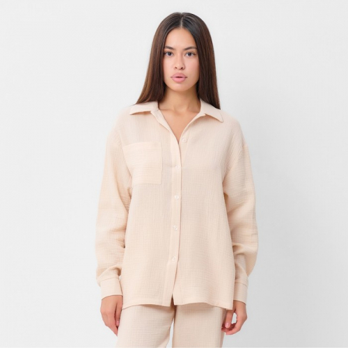 Комплект домашний женский (рубашка, брюки) KAFTAN Basic размер 40-42, молочный