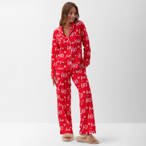 Пижама новогодняя женская (рубашка и брюки) KAFTAN ХоХо, размер 44-46