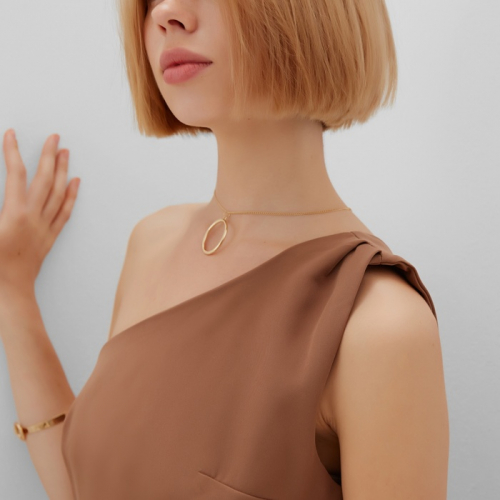 Платье женское на одно плечо MINAKU: Casual Collection цвет коричневый, р-р 44
