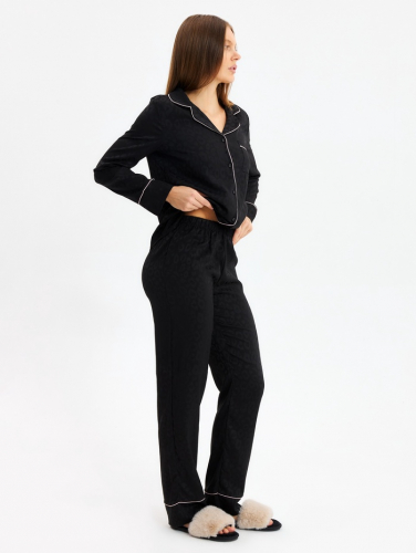 Комплект женский (рубашка и брюки) KAFTAN Leo black collection, размер 52-54, чёрный