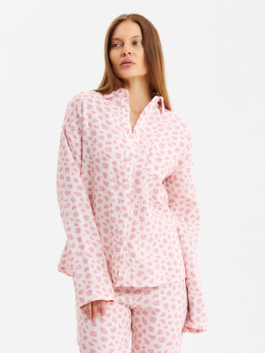 Комплект домашний женский (рубашка, брюки) KAFTAN «Муслин: pink leopard» размер 40-42, розовый