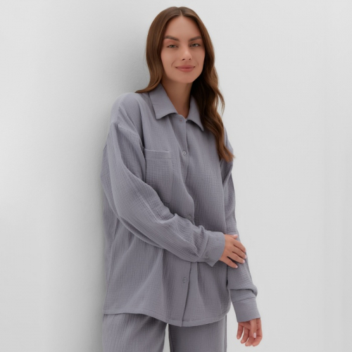 Комплект домашний женский (рубашка, брюки) KAFTAN Basic размер 40-42, серый