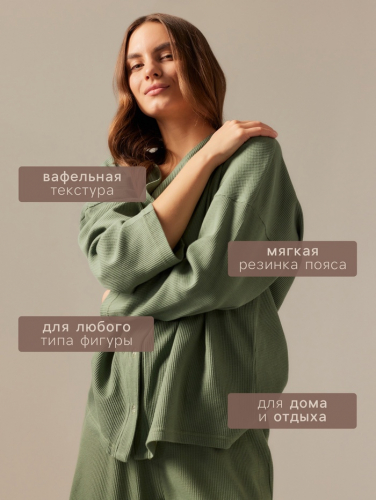 Костюм домашний женский (рубашка и брюки) SL HOME р. M, оливковый