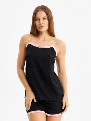 Пижама женская (топ, шорты) KAFTAN Leo black collection, размер 48-50, чёрная