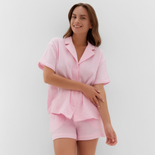 Пижама женская (рубашка, шорты) KAFTAN Basic размер 44-46, розовая