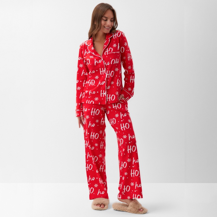 Пижама новогодняя женская (рубашка и брюки) KAFTAN ХоХо, размер 44-46