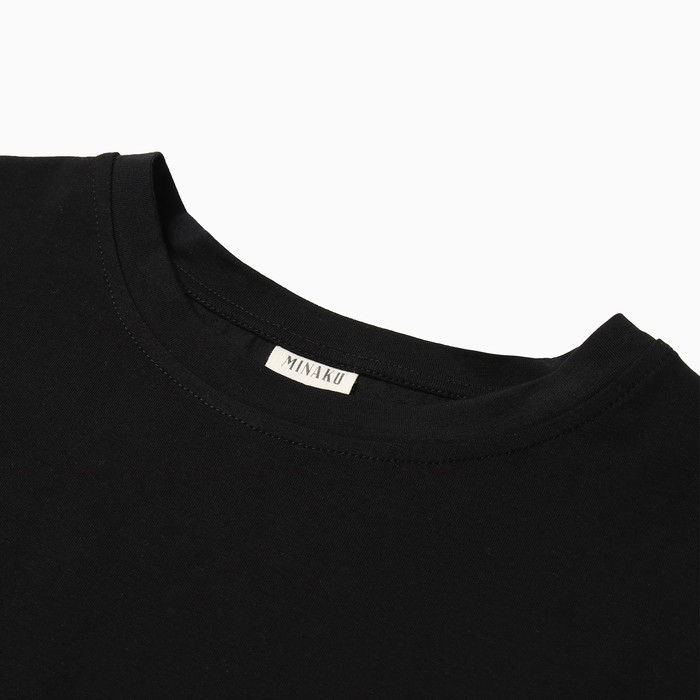 Футболка женская с кулиской MINAKU REGULAR FIT: цвет чёрный, р-р 48
