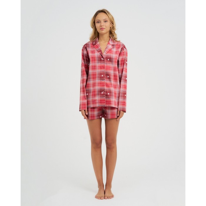 Пижама (рубашка, шорты) женская KAFTAN Red, размер 44-46