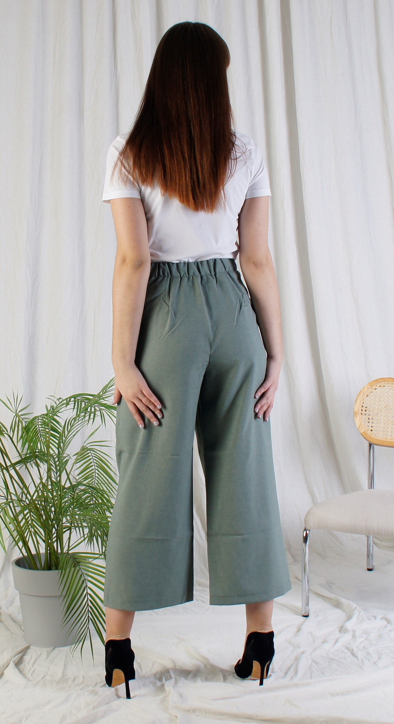 Женские летние брюки Брюки кюлоты лен шалфей