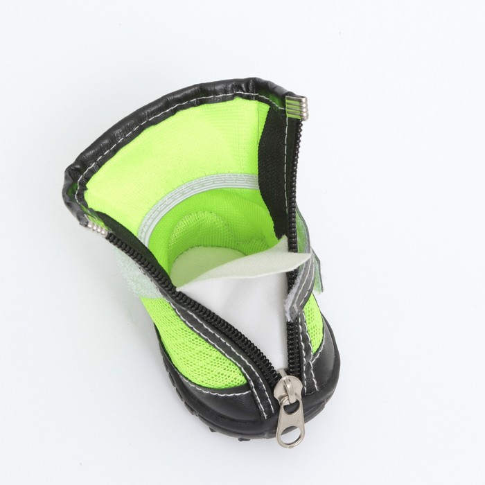 Ботинки высокие для больших собак, набор 4 шт., размер M (подошва 9×6.4 см), чёрно-салатовые