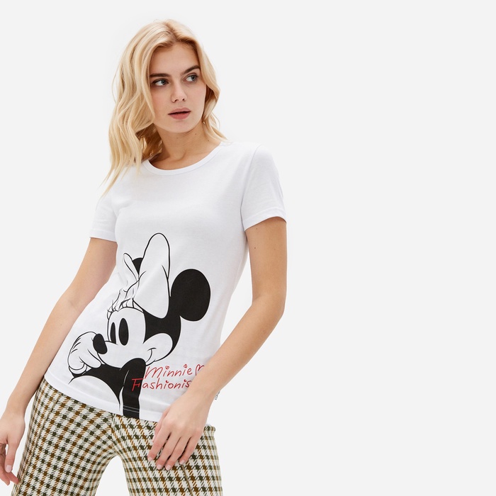 Футболка Minnie Fashionista Минни Маус, белая, размер 42