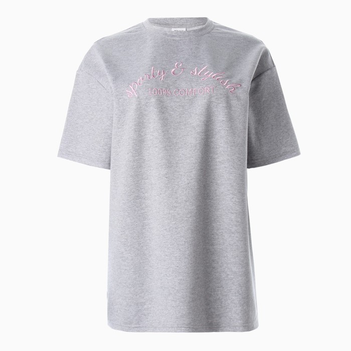 Футболка женская MINAKU OVERSIZE FIT: SPORTY & STYLISH цвет светло-серый, р-р 42