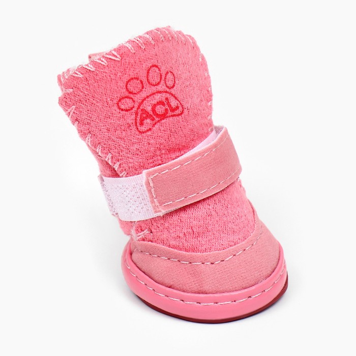 Ботинки для животных «Элеганс», набор 4 шт., размер 2 (подошва 4.5×3.7 см) розовые