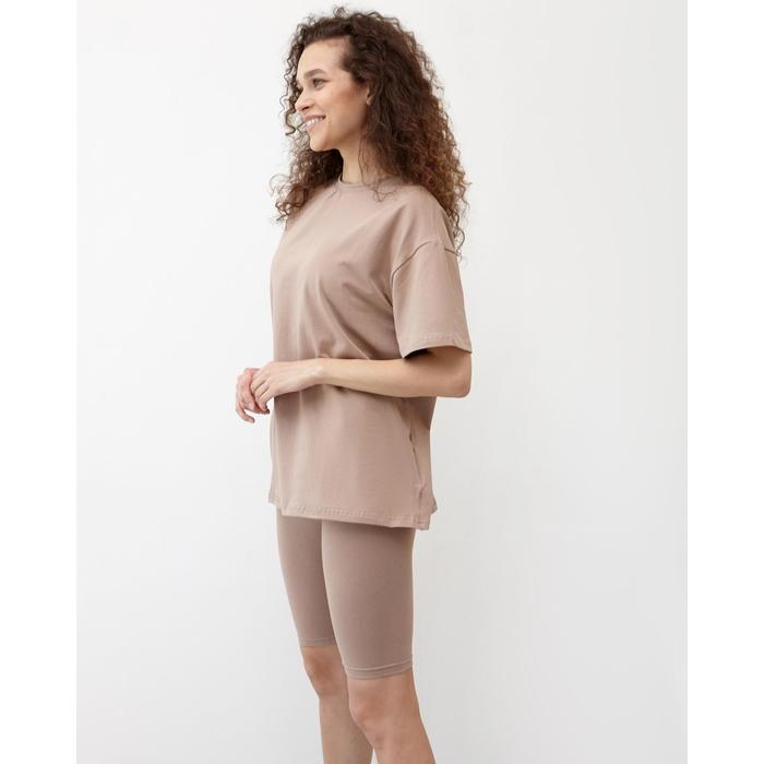 Футболка женская MINAKU OVERSIZE FIT: цвет коричневый, р-р 42