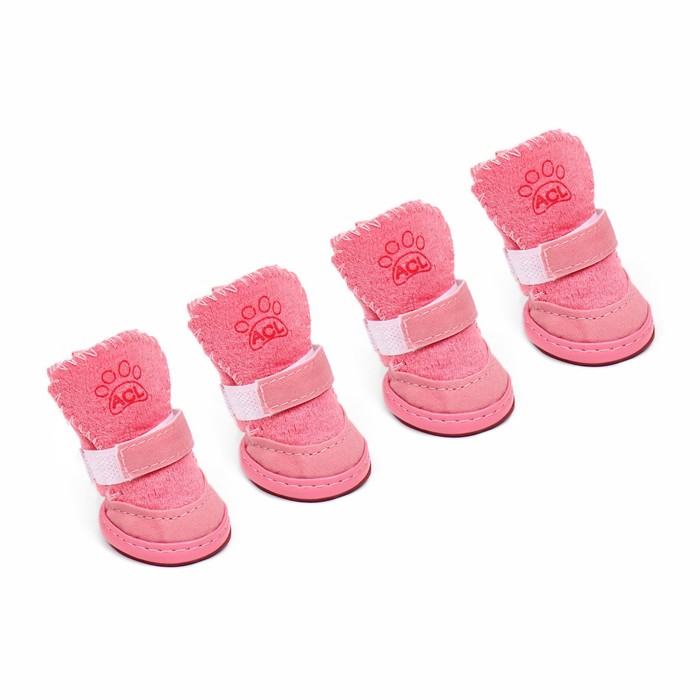 Ботинки для животных «Элеганс», набор 4 шт., размер 2 (подошва 4.5×3.7 см) розовые