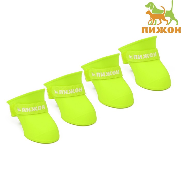 Сапоги резиновые для животных Пижон, набор 4 шт., р-р L (подошва 5.7×4.5 см), жёлтые