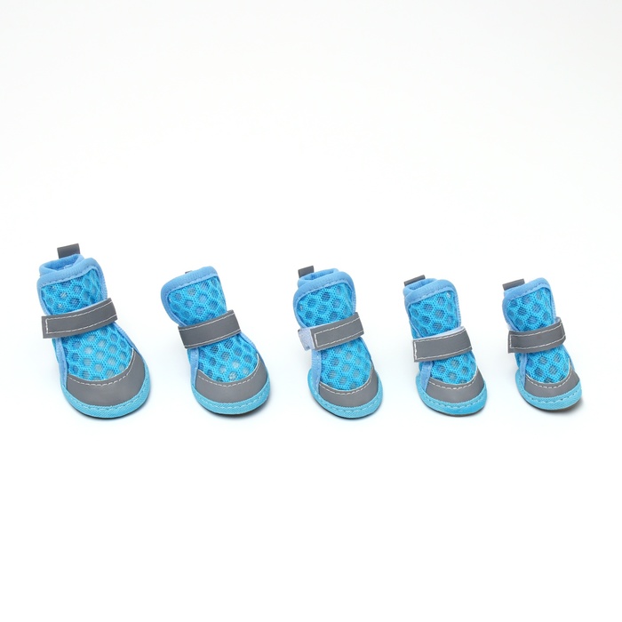 Ботинки для животных «Кросс», набор 4 шт., 1 размер (4×3 см), голубые