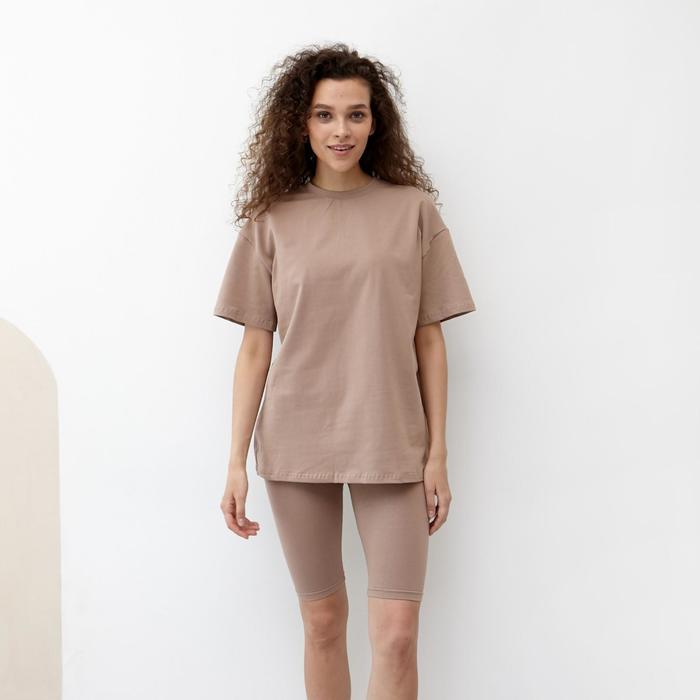 Футболка женская MINAKU OVERSIZE FIT: цвет коричневый, р-р 50