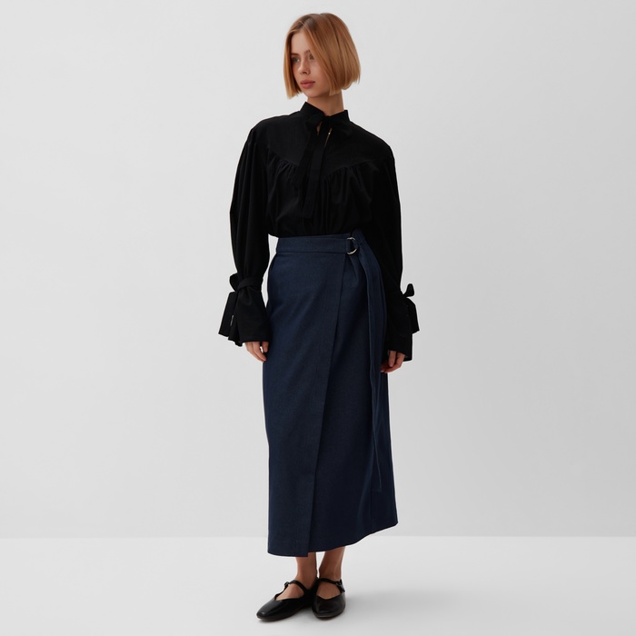 Юбка на запах женская MINAKU: Jeans Collection цвет синий, р-р 44