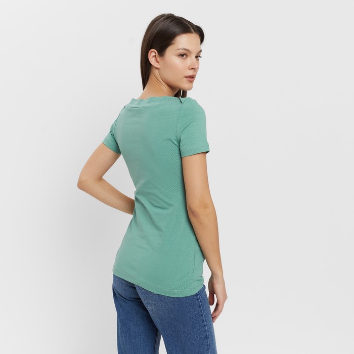 Футболка женская с вырезом лодочка MINAKU SLIM FIT: цвет оливковый, р-р 46