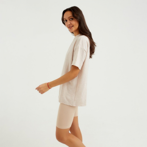Футболка женская MINAKU OVERSIZE FIT: цвет бежевый меланж, р-р 48