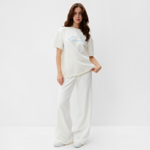 Футболка женская MINAKU OVERSIZE FIT: SPORTY & STYLISH цвет экрю, р-р 50
