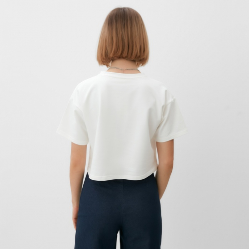 Футболка укороченная женская MINAKU OVERSIZE FIT: цвет экрю, р-р 44
