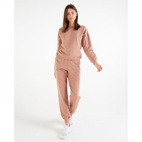 Костюм женский (свитшот, брюки) MINAKU: Casual Collection цвет песочный, размер 52