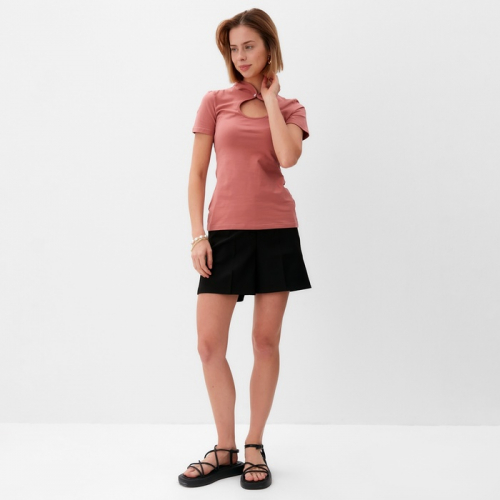 Футболка женская с вырезом MINAKU SLIM FIT: цвет пыльная роза, р-р 40