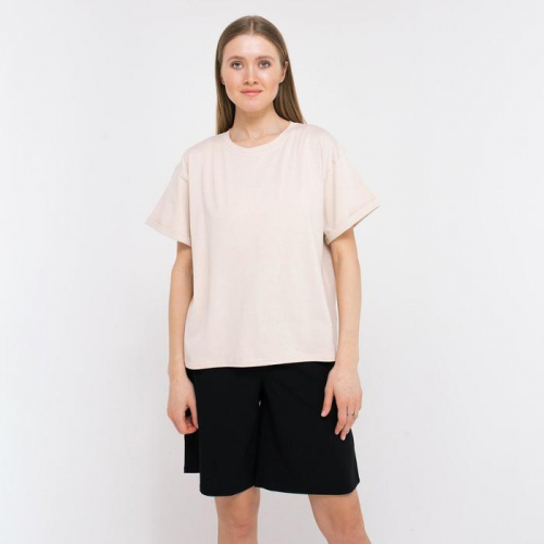 Футболка женская MINAKU REGULAR FIT: цвет бежевый, р-р 48