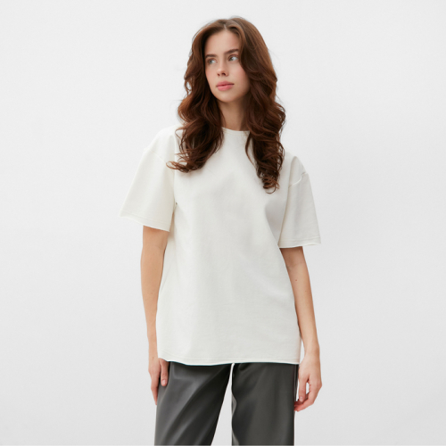Футболка женская MINAKU OVERSIZE FIT: цвет экрю, р-р 46
