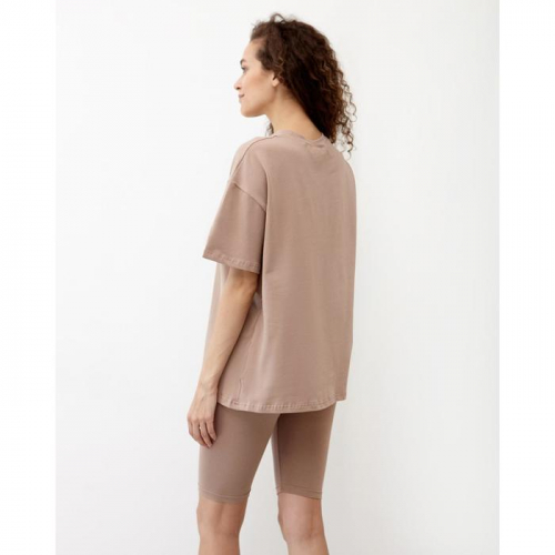 Футболка женская MINAKU OVERSIZE FIT: цвет коричневый, р-р 46