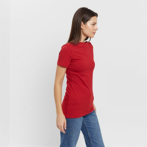 Футболка женская с вырезом лодочка MINAKU SLIM FIT: цвет красный, р-р 48