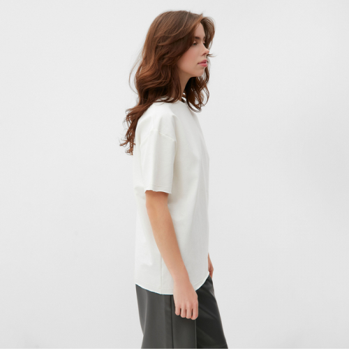 Футболка женская MINAKU OVERSIZE FIT: цвет экрю, р-р 46