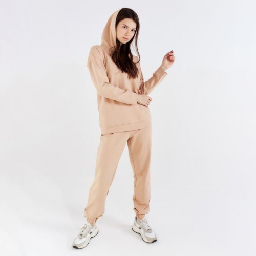 Костюм женский (худи, брюки) MINAKU: Casual Collection цвет песочный, размер 48