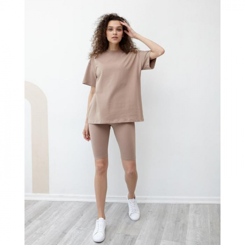 Футболка женская MINAKU OVERSIZE FIT: цвет коричневый, р-р 42