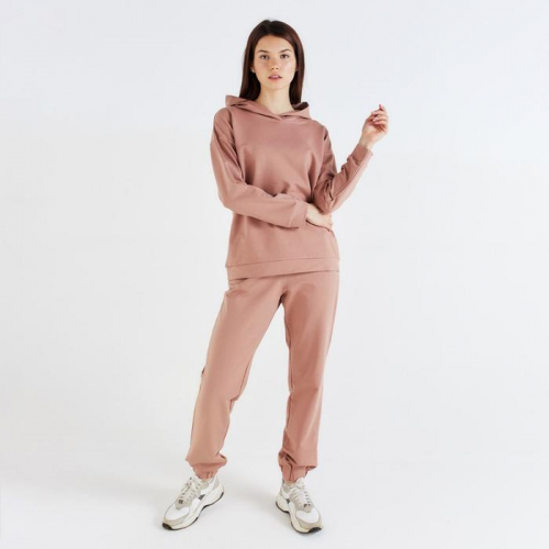Костюм женский (худи, брюки) MINAKU: Casual Collection цвет бежевый, размер 42